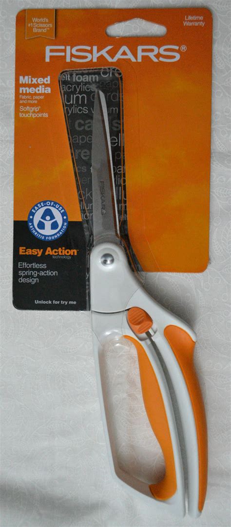 Fiskars 9911 Spring Action Mixed Media Scissors With Safety Lock