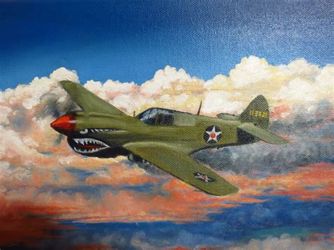 Our Fathers World P 51 B Mustang Ww Ii Plane Painting