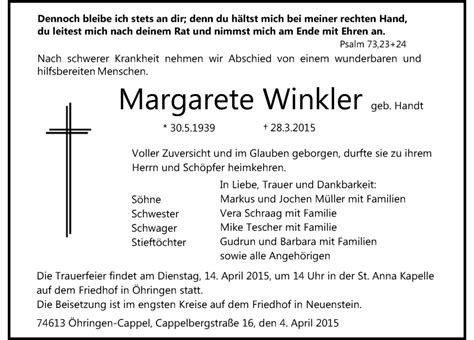 Traueranzeigen Von Margarete Winkler Trauer Lokalkompass De My XXX