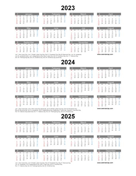 Free Calendar 2023 2024 2025 Printable