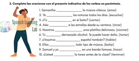 Conjugando los Verbos Regulares con terminación AR Ejercicios en PDF Spanish Learning Lab
