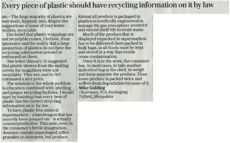 A Letter From Our Chairman Has Appeared In The Daily Telegraph Relating