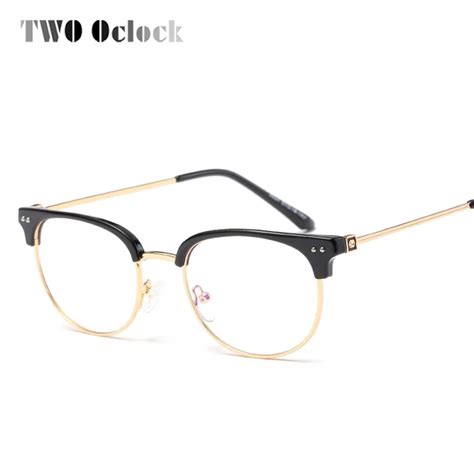 two oclock vintage computer glasses women semi rimless optical frames gold metal eyeglasses