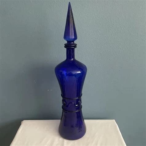 Vintage Cobalt Blue Glass Decanter Bottle With Stopper 189 98 Picclick