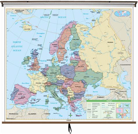 Europe Classroom Maps Indvidually Mounted On Spring Rollers