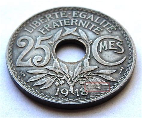 French Coin 1918 Liberte Egalite Fraternite 25 Cmes Very