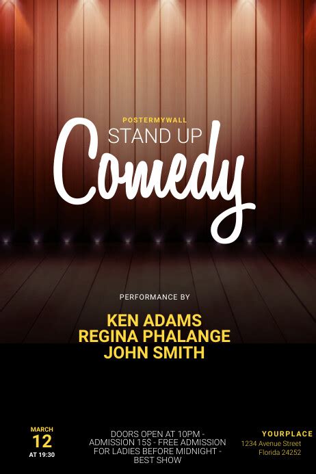 Stand Up Comedy Night Flyer Template Postermywall