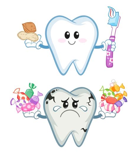 Premium Vector Healthy And Unhealthy Tooth