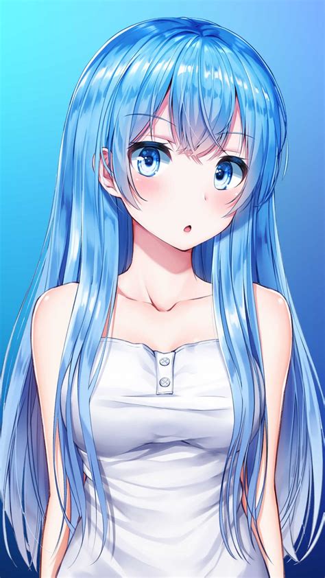 Download Anime Girl Blue Hair Blue Eye K Ultra Hd Mobile Wallpaper Blue Anime Girl Cute On