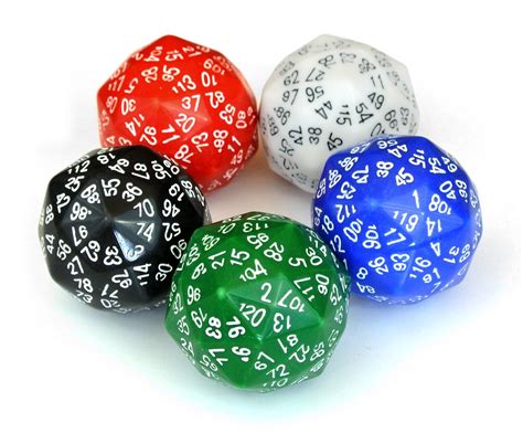 Set Of Five 120 Sided Dice Gamedicechip