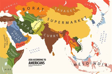 the world according to americans funny maps map asia