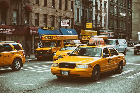 Papeis De Parede Taxi Carros Eua Rua Nova Iorque Manhattan Carros