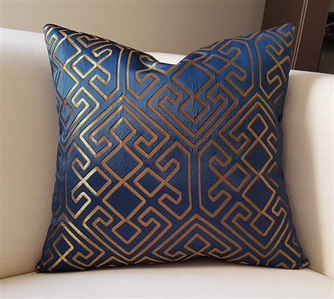 Available in coral, gray, gold, navy phantoscope silky velvet series pom pom decorative throw pillow with insert, 18 x 18, off the mainstays fretwork decorative throw pillow makes it easy to enhance the ambiance in any room. Navy blue Luxury PillowDesigner Velvet Pillow | Etsy ...