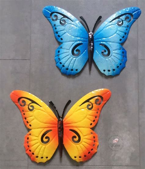 Fügen sie ihrem garten lebendigkeit und niedlichkeit hinzu. 2x Schmetterling Garten Deko Wanddekoration Metall 30cm ...