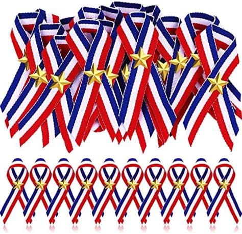 Patriotic Ribbon Pins Red White Blue Pins Independence Day