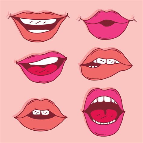 Hand Drawn Lips Collection Vector 174970 Vector Art At Vecteezy