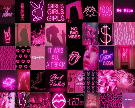 Neon Pink Aesthetic Collage Wallpaper Laptop Bmp Go