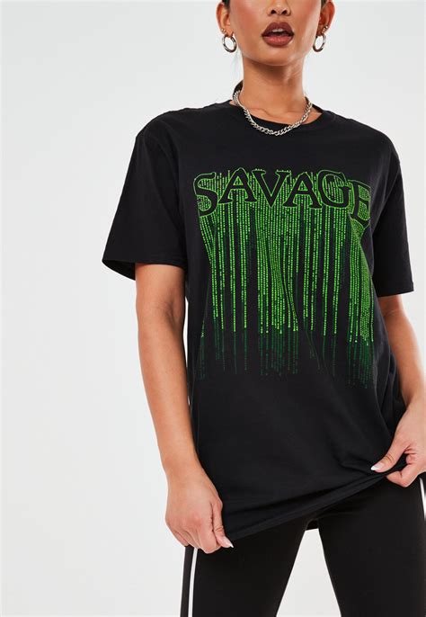Black Savage Graphic Oversized T Shirt | Missguided