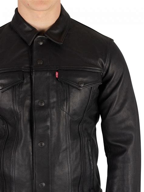 Levis Type 3 Black Leather Trucker Jacket For Men Lyst