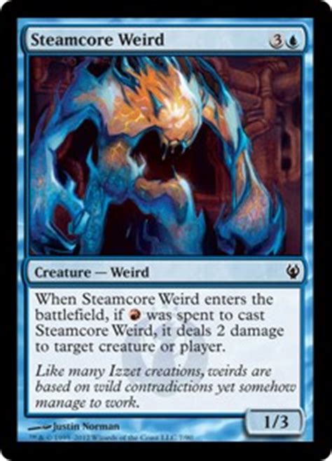 It appears in the type line, between any supertypes and subtypes that card might have. Steamcore Weird - Creature - Cards - MTG Salvation