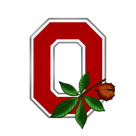 Osu Logo Block O Red Metal With Buckeye Leaf Nut By Buckeyekes On
