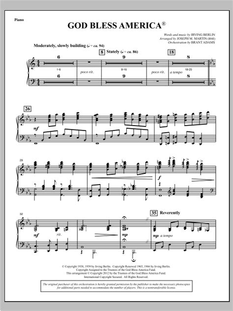 God bless america (instrumental) mp3 song by bobby morganstein from the album the complete party medley cd. God Bless America - Piano Sheet Music | Joseph Martin ...