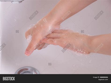 Girl Soaped Her Hands Image Photo Free Trial Bigstock