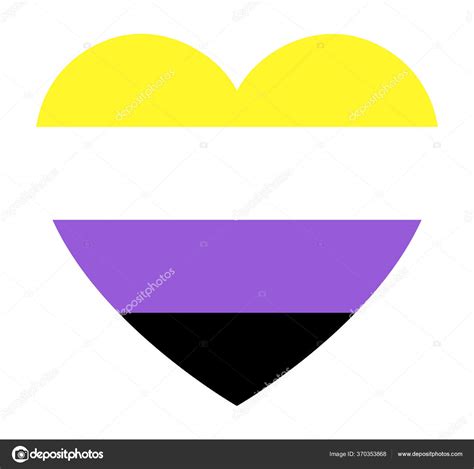 Non Binary Pride Flag Heart Shape Icon White Background Vector Stock
