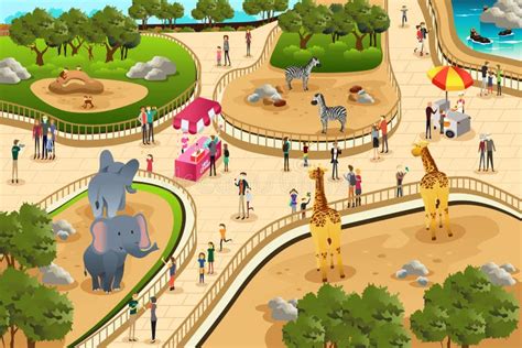 Scene In A Zoo Stock Vector Illustration Of Boys Childhood 53446342