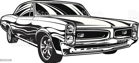 Ford mustang drawing black and white wall art antique automobile print vintage car art gifts for car lovers gifts for car guys men art. Pontiac Gto Stock Vector Art & More Images of 1966 ...