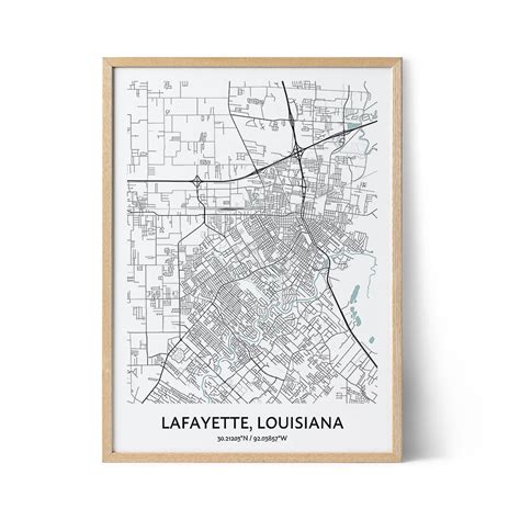 Lafayette Map Poster Your City Map Art Positive Prints