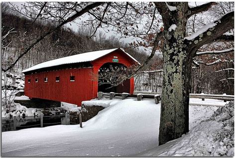 Arlington Bridge Vermont Covered Bridges Scenery Winter Scenes