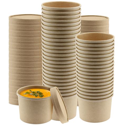 Buy Nyhi Kraft Paper Soup Storage Containers With Lids 12 Ounce