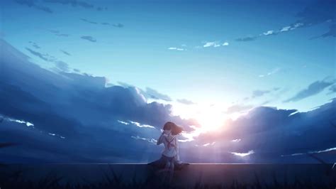 X Anime Girl Alone Sitting K HD K Wallpapers Images Backgrounds Photos And Pictures