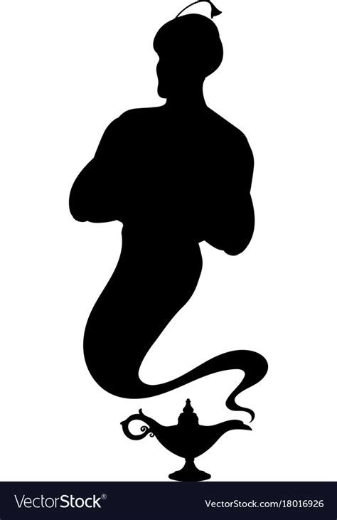 Genie Aladdin Tale Silhouette Lamp Royalty Free Vector Image