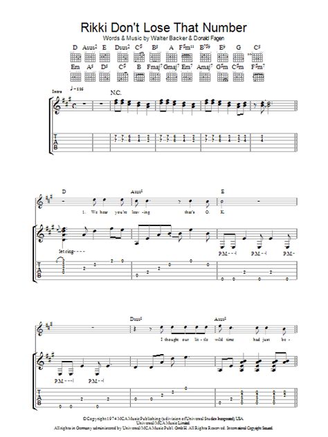 Rikki Don T Lose That Number By Steely Dan Guitar Tab Guitar Instructor