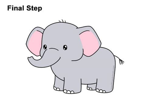 How To Draw A Elephant Cartoon Video And Step By Step Pictures