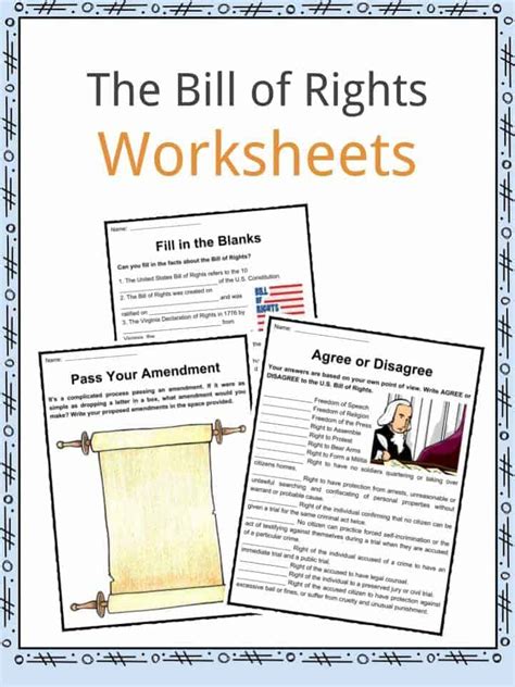 The United States Bill Of Rights Facts And Worksheets For Kids