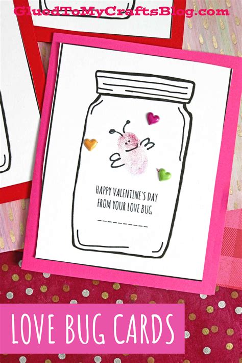 thumbprint love bug mason jar cards for valentine s day in 2021 mason jar cards valentine s
