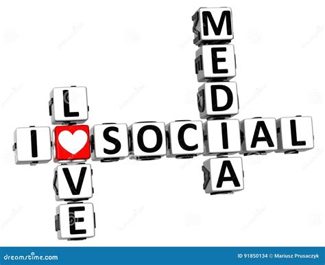 3d I Love Social Media Crossword Stock Illustration Illustration Of