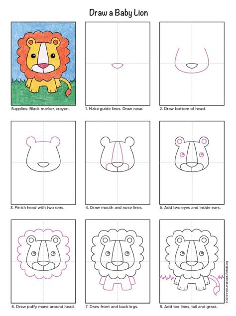 Draw step by step in a new application for wavy hair drawing tutorial! Draw a Baby Lion · Art Projects for Kids