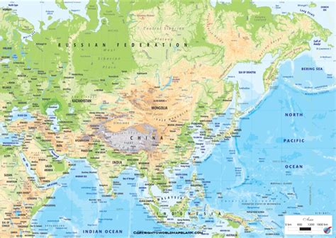 Map Of Asia Physical Labeled World Map Blank And Printable