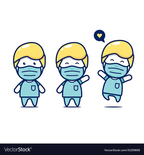 Cute Chibi Medical Surgery Surgeon Doctor Staff Vector Image