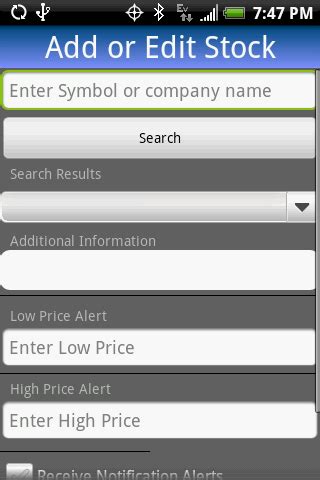 Never miss an opportunity with investing.com alerts set your customized price alerts manage alerts via the website or apps using the alert center, and review them on the alerts feed Stock Price Alerts Lite - Android Apps