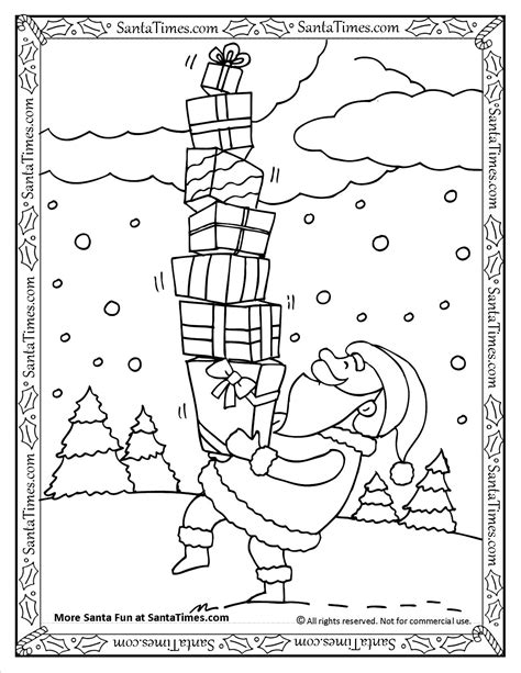 Make the holidays special with a allow children to help pick out the picture they will color. Santa with Presents Coloring Page