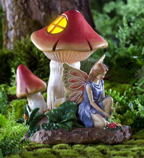 Последние твиты от my fairy garden (@myfairygardenuk). Fairy Under Solar Mushroom Garden Statue | Wind and Weather