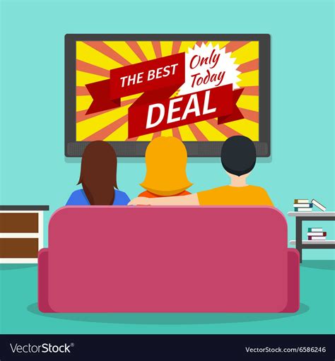 People Watching Advertising On Television Vector Image