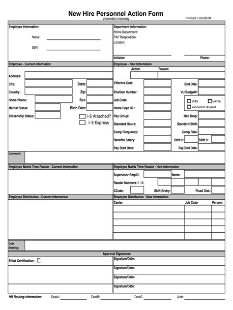 Personnel Action Form Template Fill Out And Sign