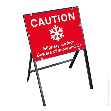 Caution Slippery Surface Beware Of Snow And Ice Winter Safety Signs