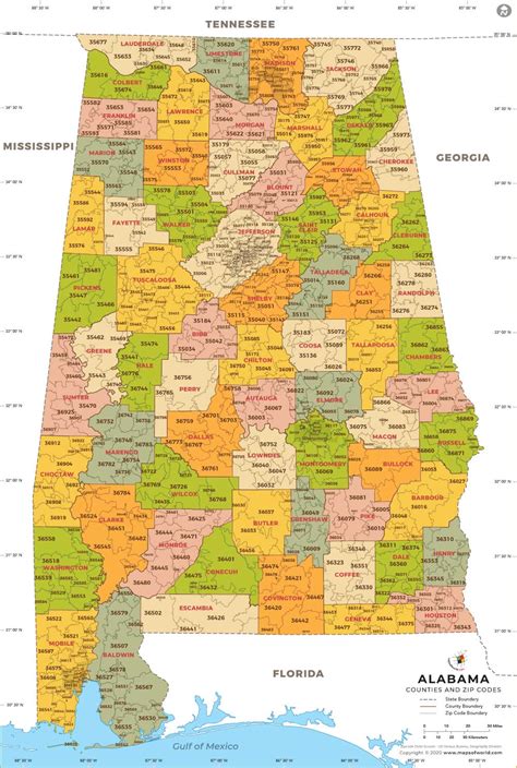 Buy Alabama Zip Code With County Map